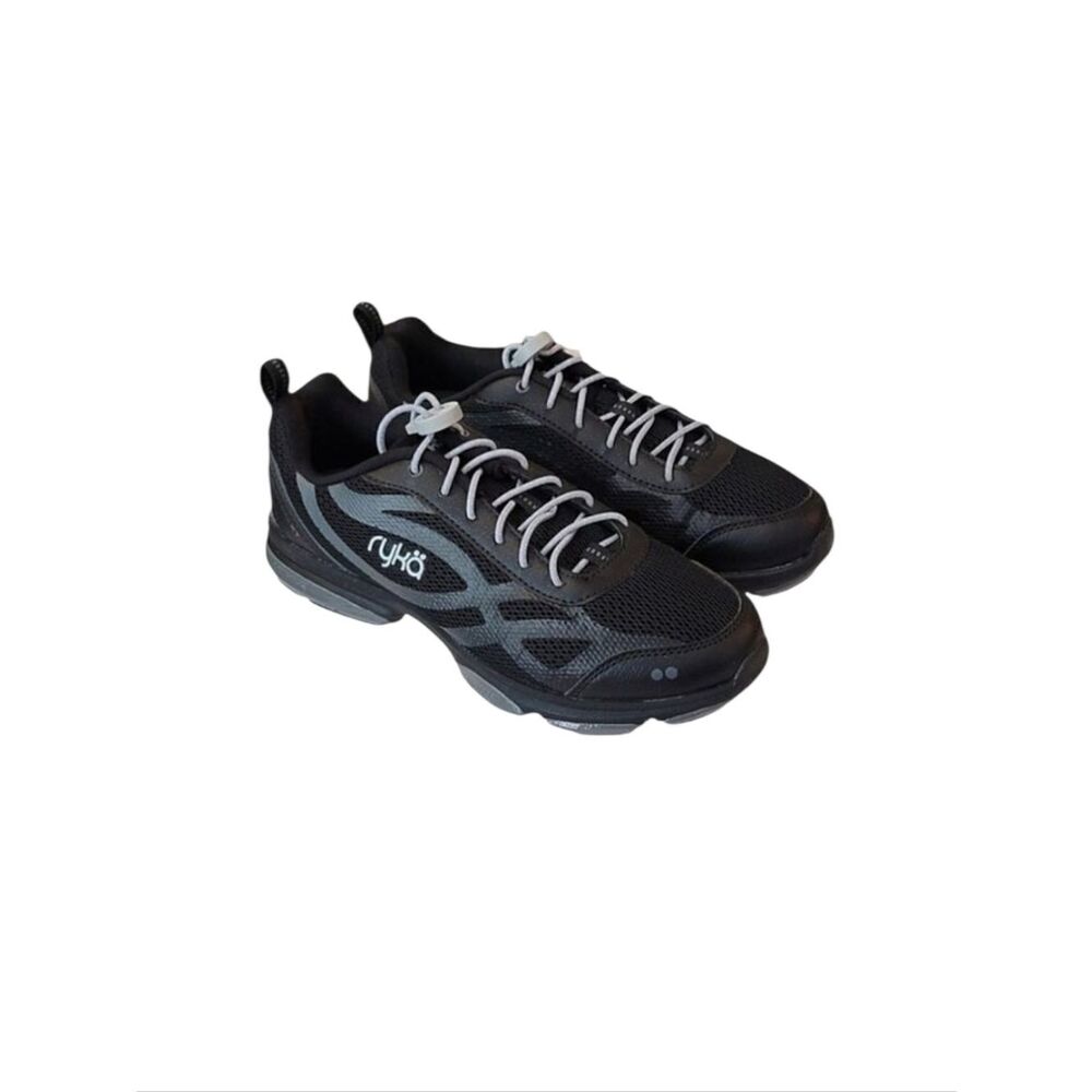 Ryka Devotion XT Black Bungee Cord OrthoLite Footbed Athletic Sneakers Size 6W